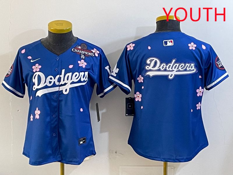 Youth Los Angeles Dodgers Blank Blue Sakura Edition 2025 Nike MLB Jersey style 14